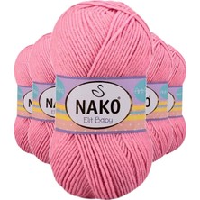 Nako 5 Adet Elite Baby El Örgü Ipi Tüylenmeyen Bebek Yünü Pembe 6837