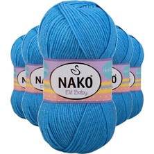 Nako 5 Adet Elite Baby El Örgü İpi Tüylenmeyen Bebek Yünü Alaska Mavisi 10119