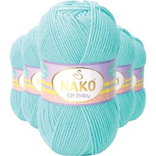 Nako 5 Adet Elite Baby El Örgü İpi Tüylenmeyen Bebek Yünü Açık Turkuaz 10535
