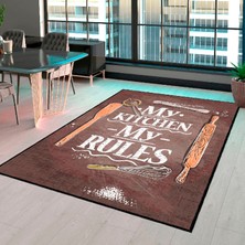 Homefesto Dekoratif Özel Tasarım Modern Yıkanabilir Ince Kaymaz Taban Leke Tutmaz Modern Mutfak Halısı