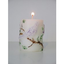 Missi El Yapımı Lila Kuş Kabartmalı Mum