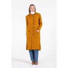 Esswaap Önden Cepli Kapişonlu Hırka  Hardal