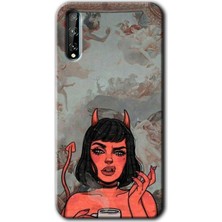 MRC İletişim Huawei Y8P Kılıf Hd Desen Baskılı Arka Kapak - Devil Girl