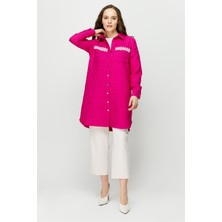 Esswaap Hafif Kumaş Çift Cepli Fisto Detaylı Giy Çık Ceket  Fuşya