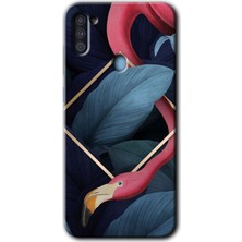 MRC İletişim Samsung Galaxy A11 Kılıf Hd Desen Baskılı Arka Kapak - Flamingo Yaprak