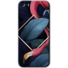 MRC İletişim iPhone 5s Kılıf Hd Desen Baskılı Arka Kapak - Flamingo Yaprak