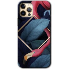 MRC İletişim iPhone 12 Pro Kılıf Hd Desen Baskılı Arka Kapak - Flamingo Yaprak