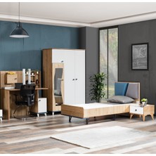 Setay Lotus Genç Odası Takımı - 3 Kapılı Dolap, Karyola, Komodin, Masa