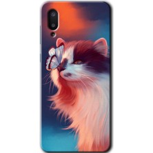 MRC İletişim Samsung Galaxy A02 Kılıf Hd Desen Baskılı Arka Kapak - Cat Butterfly