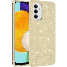 Case 4U Samsung Galaxy A13 5g Kılıf Çift Katmanlı Simli Shining Silikon Arka Kapak Altın