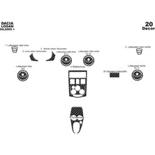 meriç cockpit design Meriç® Dacia Logan Ön Torpido Kaplama Maun 20 Parça 2005-2009