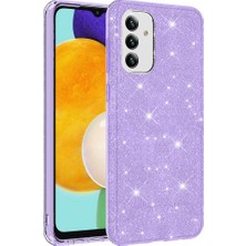 Case 4U Samsung Galaxy A13 5g Kılıf Çift Katmanlı Simli Shining Silikon Arka Kapak Mor