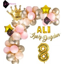 Bkmc 3 Harfli Folyo Balon 1 Yaş Lüks Doğum Günü Balon Seti Doğum Günü Parti Süsü