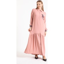 Esswaap Aerobin Kumaş Rahat Elbise  Pudra