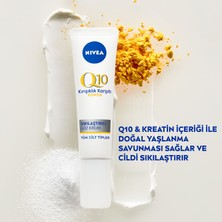 NIVEA Q10 Power Kırışık Karşıtı Göz Kremi, 15 ml, Hassas Göz Çevresi, Şişkinlik ve Koyu Halka Görünüm Çift Etkili Koenzim Q10 ile Organik Asit Kreatin İçerir