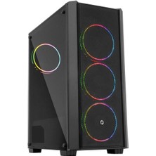 Frısby FC-9415G 500W 4X120MM Double Slım Rıng Fan USB 3.0 Gamıng Siyah Kasa