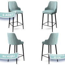 Canisa Tera Serisi, 65 cm Mutfak Bar Sandalyesi, Babyface Kumaş, Siyah Metal Ayak 4 Adet Sandalye