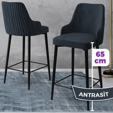 Canisa Concept Tera Serisi, 65 cm Mutfak Bar Sandalyesi,  Babyface Kumaş, Siyah Metal Ayak 6 Adet Sandalye