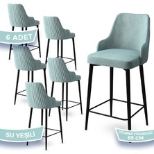 Canisa Concept Tera Serisi, 65 cm Mutfak Bar Sandalyesi,  Babyface Kumaş, Siyah Metal Ayak 6 Adet Sandalye