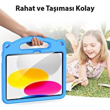 Polhammobile Polham Apple Ipad 10.2 Inch 2022 Uyumlu Çocuklar Için Darbe Emici Tablet Kılıf, Kulplu, Kalem Yerli