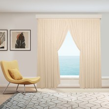 Perhal Altın Gold Çelik Çizgili Etekleri Kurşunlu 1-2 Pile Kruvaze Tül Perde