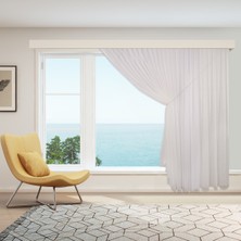 Perhal Tek Kanat Yeni Ece Desen Etekleri Kurşunlu 1-2 Pile Kruvaze Tül Perde