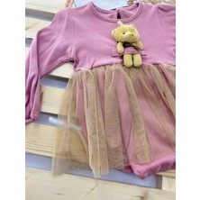 Çekik Bebek Kız Bebek Ayıcıklı Badili Tütü Elbise Hediyelik Bayramlık Elbise