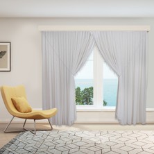 Perhal Gerçek Kalın Zincir Desen Etekleri Kurşunlu 1-3 Sık Pile Saçaklı Kruvaze Tül Perde