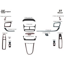 meriç cockpit design Meriç® Fiat Doblo Ön Torpido Kaplama Maun 27 Parça 2009-2015