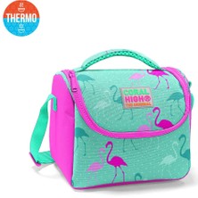 Coral High Kids Su Yeşili Neon Pembe Flamingo Desenli Thermo Beslenme Çantası 11804