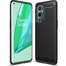 Microcase Oneplus 9 Pro Brushed Carbon Fiber Silikon Kılıf- Siyah