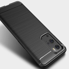 Microcase Oneplus 9 Pro Brushed Carbon Fiber Silikon Kılıf- Siyah