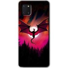 MRC İletişim Samsung Galaxy A81 Kılıf Hd Desen Baskılı Arka Kapak - Dragon Night