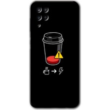 MRC İletişim  A12 Kılıf Hd Desen Baskılı Arka Kapak - Coffee Battery