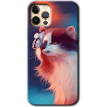 MRC İletişim iPhone 11 Pro Max Kılıf Hd Desen Baskılı Arka Kapak - Cat Butterfly