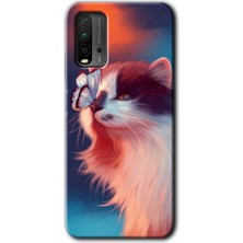 MRC İletişim Poco M3 Kılıf Hd Desen Baskılı Arka Kapak - Cat Butterfly