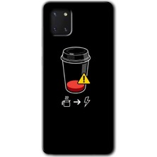 MRC İletişim Samsung Galaxy Note 10 Lite Kılıf Hd Desen Baskılı Arka Kapak - Coffee Battery