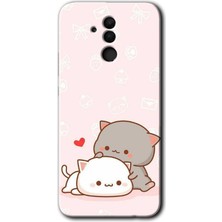 MRC İletişim Huawei Mate 20 Lite Kılıf Hd Desen Baskılı Arka Kapak - Kedi Aşkı