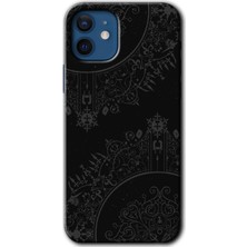 MRC İletişim iPhone 12 Kılıf Hd Desen Baskılı Arka Kapak - Siyah Mandala
