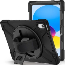 Case 4U Apple iPad 2022 (10.Nesil) Kılıf 10.9" Yeni Nesil Kalem Bölmeli Outdoor Defender Tablet Silikon Kapak Siyah