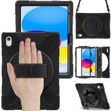 Case 4U Apple iPad 2022 (10.Nesil) Kılıf 10.9" Yeni Nesil Kalem Bölmeli Outdoor Defender Tablet Silikon Kapak Siyah