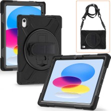 Case 4U Apple iPad 2022 (10.Nesil) Kılıf 10.9" Yeni Nesil Kalem Bölmeli Outdoor Defender Tablet Silikon Kapak Siyah