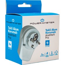 Powermaster 16816 Tekli Beyaz Anahtarlı Akım Korumalı Priz (10A-2500W)