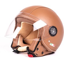 Sway 701 Kahvrengi Deri Açik Motosiklet Kaski