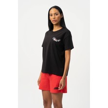 No Fear Siyah Bisiklet Yaka Kısa Kollu Penye Kadın T-shirt W50083
