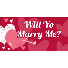 Mıgnatıs Evlilik Teklifi Will You Marry Me Pembe Kalpli Afiş Pankart