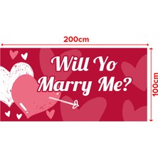 Mıgnatıs Evlilik Teklifi Will You Marry Me Pembe Kalpli Afiş Pankart
