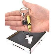 Anahtarlık Sepeti Düdük Anahtarlık Maket Kovan 762 Mayonlu - Sarı Ahşap Kutulu