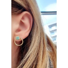 Ose Shop Kalsedon Taşlı 925 Ayar Gümüş Üzerine Altın Kaplama Tasarım Doğal Taş Küpe