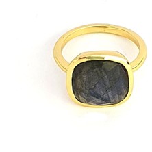 Ose Shop Labradorite Taşlı 925AYAR Gümüş Üzerine Altın Kaplama Doğal Taş Yüzük